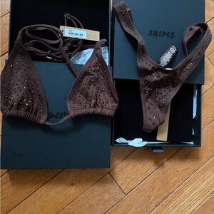 Skims Brown underwear Set with Studs